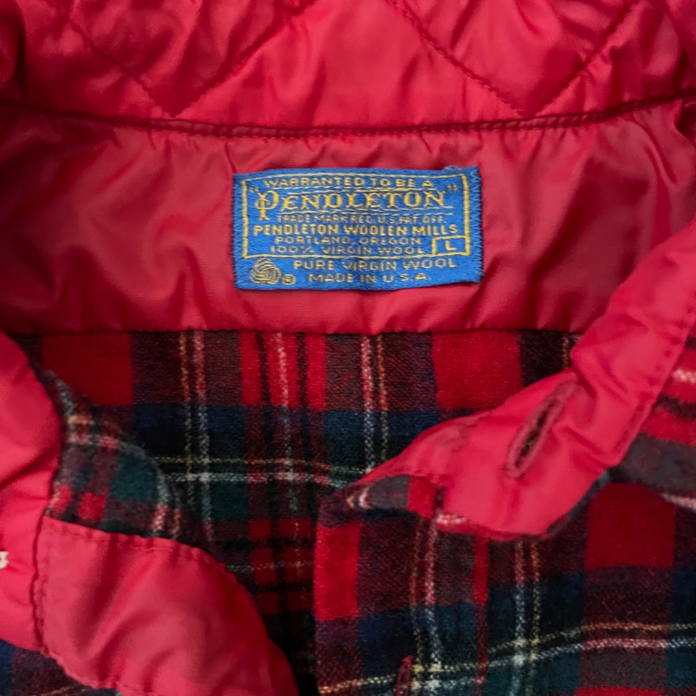 Vintage - Pendleton Red Plaid Virgin Wool Flannel Shirt Size Large - Picture 3 of 8